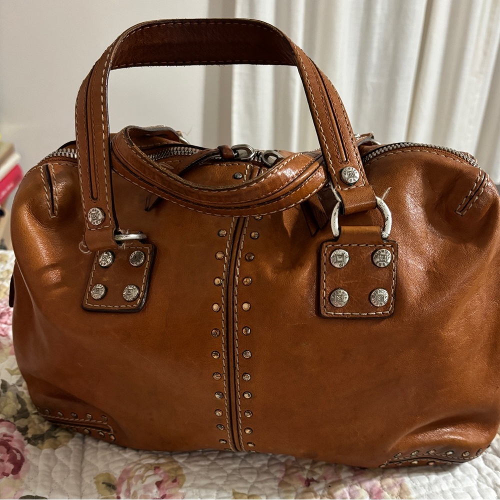 Vintage Michael Kors Tan Leather Satchel Handbag